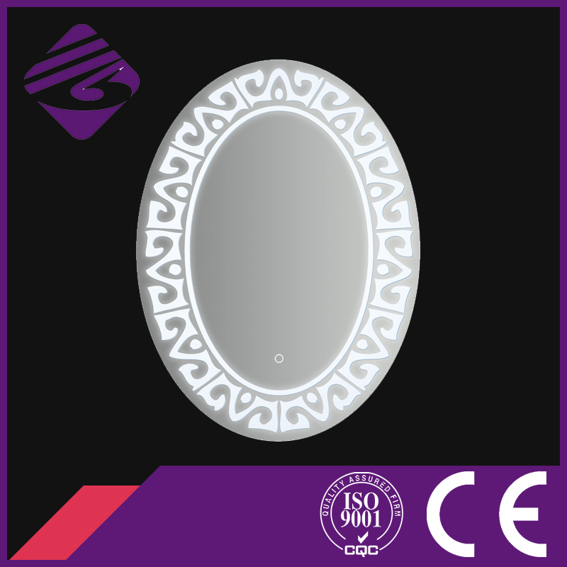 Jnh233 New Arrival Oval Bathroom Glass Mirror with Clock