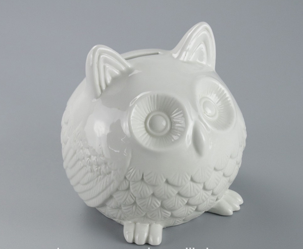 Cute Owl Shape Ceramic Customized Coin Bank