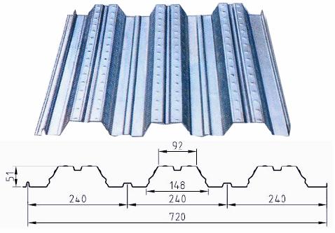 Galvanized Steel Floor Decking Sheet (YX51-240-720)