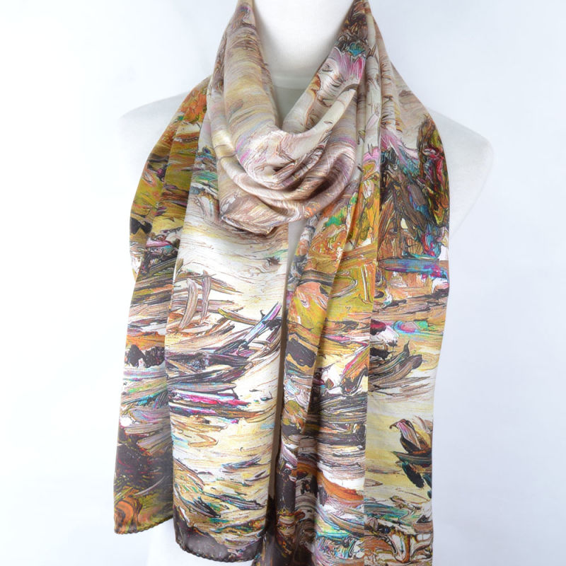 Digital Printed Fashion Silk Shawl (12-BR110303-6)