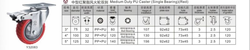 Medium Duty Antiskid PU Caster Wheel (Red) (Y3208)