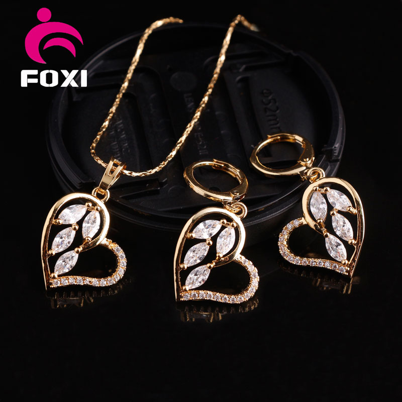 Wholesale Zircon Jewelry Heart Shape Design Fashion Jewelry Sets