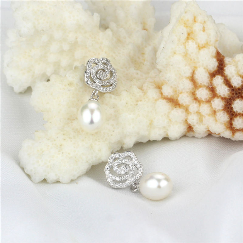 Drop Shape Real Pearl Earring AAA 8-9mm Freshwater Pearl Earring Jewel