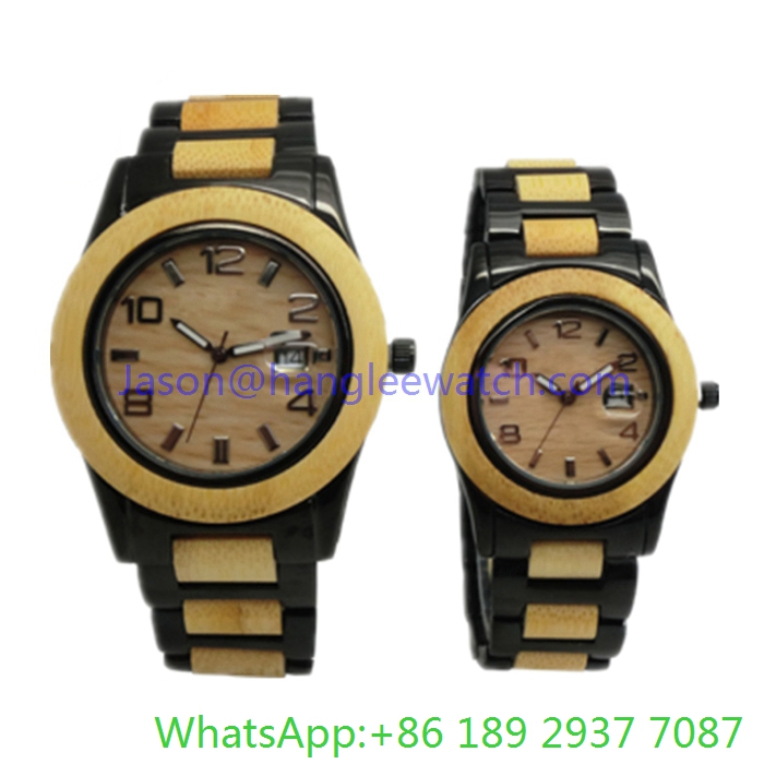 Top-Quality Stainless Steel and Wooden Quoartz Watch for Man Ja- 15055