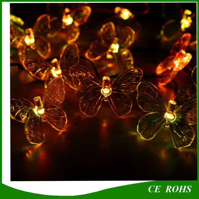 Solar Holiday LED Garlands String Lights 50 LED Colorful Butterfly Wedding Event Party Garden Decoration Lamps Luce Solare