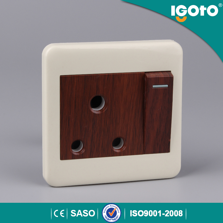 3*3 Wooden Color 15A Switched Socket