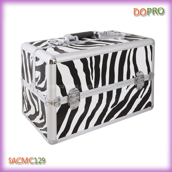 Zebra Pattern Vanity Case Large Size Train Carry Make up Suitcase (SACMC129)