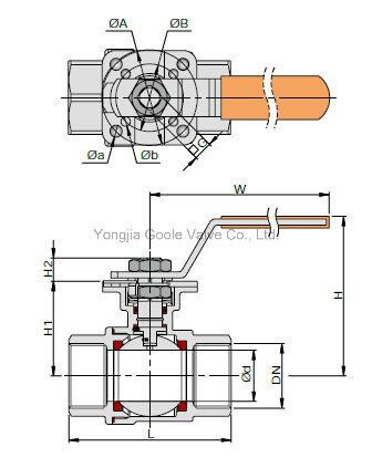 2 PC 1000 Psi Ball Valve with ISO 5210/5211 Direct Mounting Pad (Q11F)