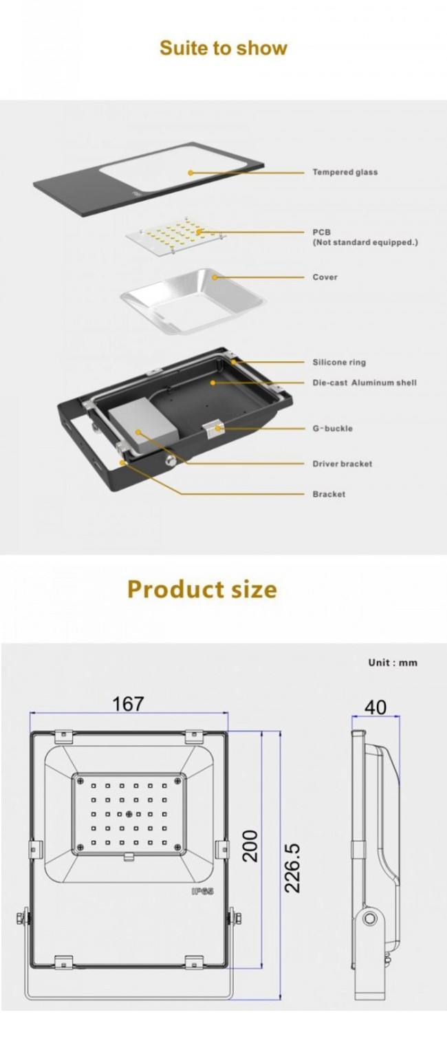 High Power LED Flood Light 10W/20W/30W/50W/70W/100W LED Outdoor Lighting 30W