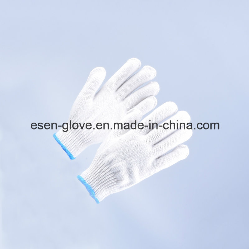 7 Pins Natural White Cotton Gloves for Construction, Winter Knitted Cotton Gloves