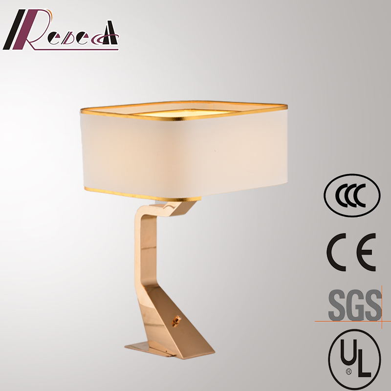 Eucorative Hotel Decorative Fabric Bedside Stainless Steel Reading Table Lamp