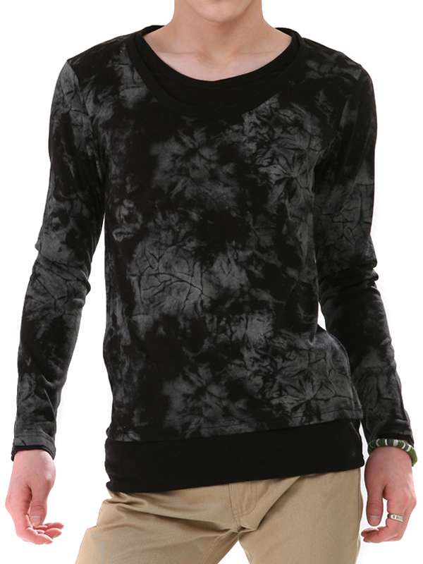 Dye Fabric Cotton Men Long Sleeve Wholesale Fashion T Shirt