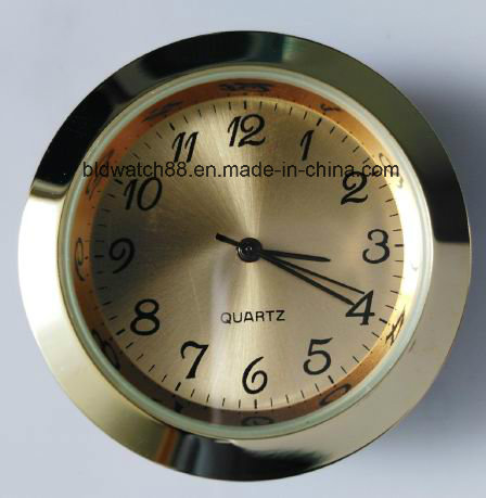 Quartz Movement Insert Round Silver Tone Mini Clock with Numbers