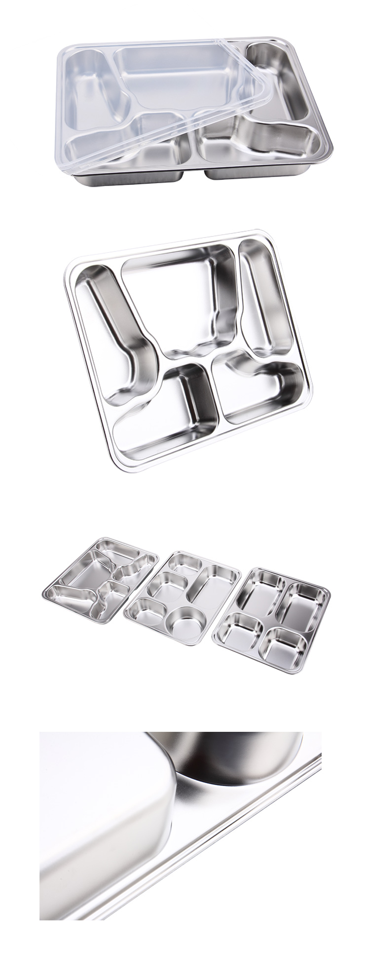 Wholesale Stainless Steel 5 Compartment Butterfly Lunch Plate