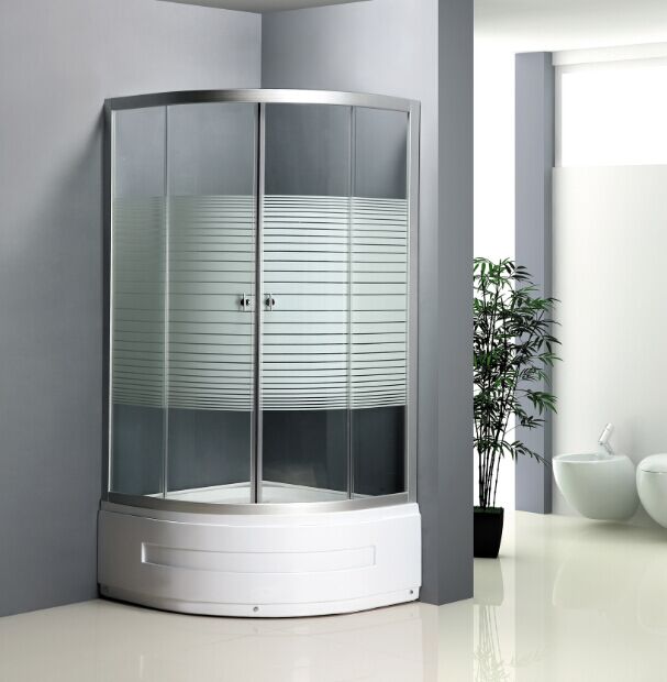 High Tray 45cm Stripe Glass Shower Cubicle (ADL-8035B)