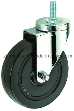 Medium-Sized Biaxial Black Rubber Thread Caster Wheels