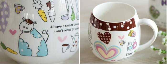 Promotional Ceramic Cups with Carton Printing for Gifts