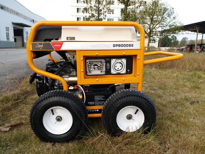 7500 Watts Portable Power Gasoline Generator with RCD and 4 X pneumatic Large Wheels (GP8000SE)