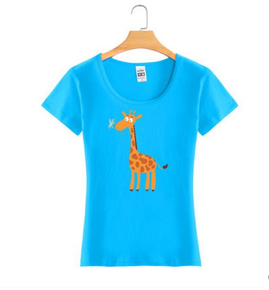 Giraffe Printing Fashion Custom Cotton Wholesale Girl Tee T Shirt