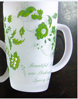 Frosted Glass Cup Drinking Cup with Decal Hot Sale Kb-Hn0730