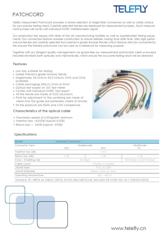 Sc Fibre Optique Patch Cords