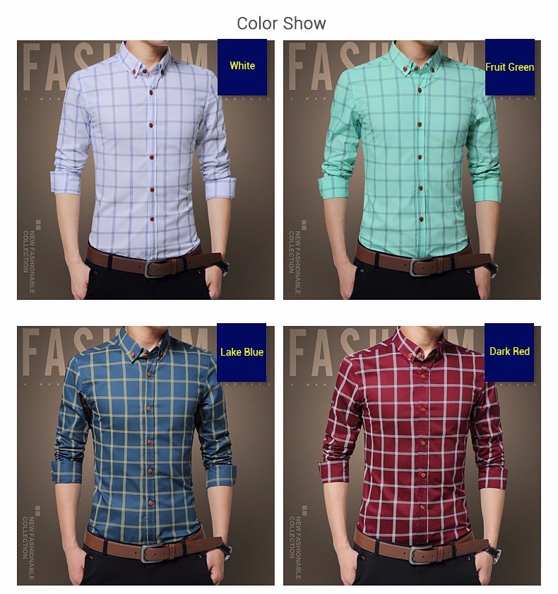 New Plaid Shirt Men's Fashion Shirt Casual Shirt Long Sleeve Shirt Slim Fit Shirt