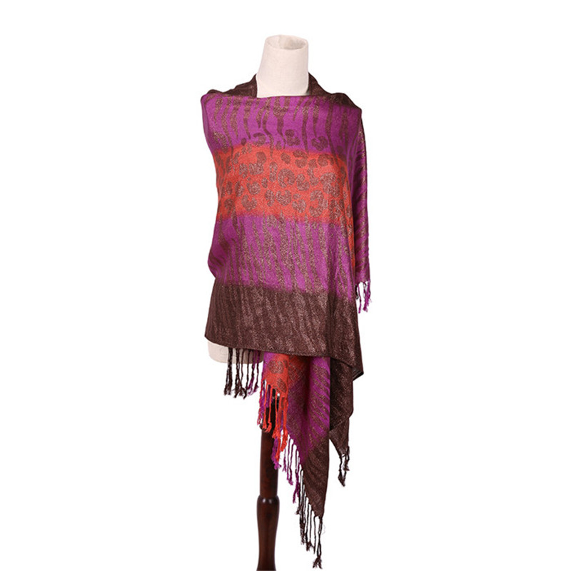 Viscose New Design Purple Scarf Winter Pashmina Ladies Shawl