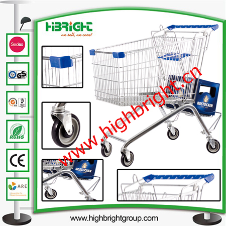 All Plastic Shopping Trolley Cart with Plastic Handle and Feet