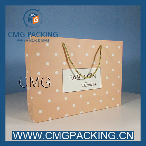 Pink Polka DOT Craft Paper Bag for Ladies Shopping