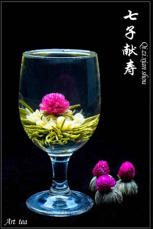 Different Flowers Blooming Tea