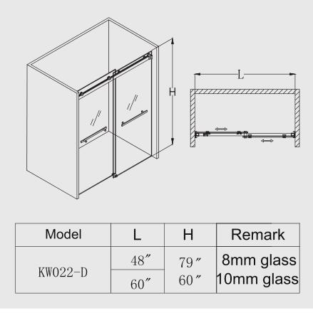 304SUS & 8/10mm Tempered Glass Sliding Shower Screen (A-KW022-D)