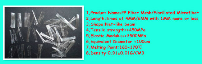 Microfiber Mesh Fibre PP Fibrillated Fiber for Mortar