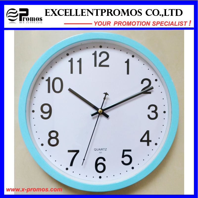 Logo Printing 10 Inch Round Plastic Wall Clock Logo (EP-Item3-silver)