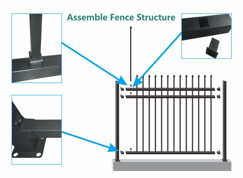 Powder Coated Fence Steel Panel, Modular Metal Fence
