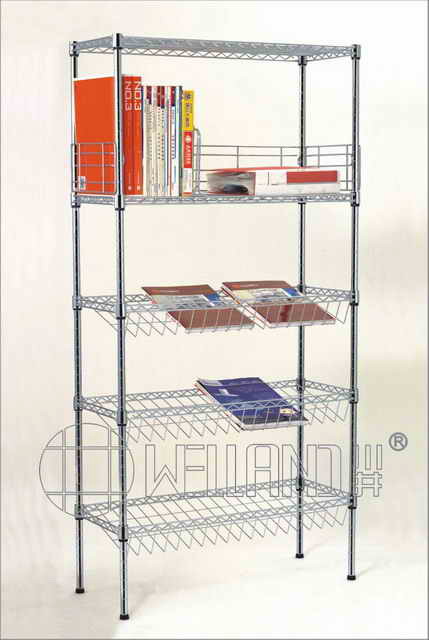 Modern Chrome Slanted Display Book Storage Shelf (CJ-B1119)