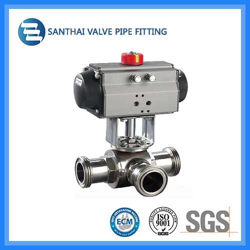 Stainless Steel Pneumatic Control Actuator Sanitary Ball Valve for Water Treatment