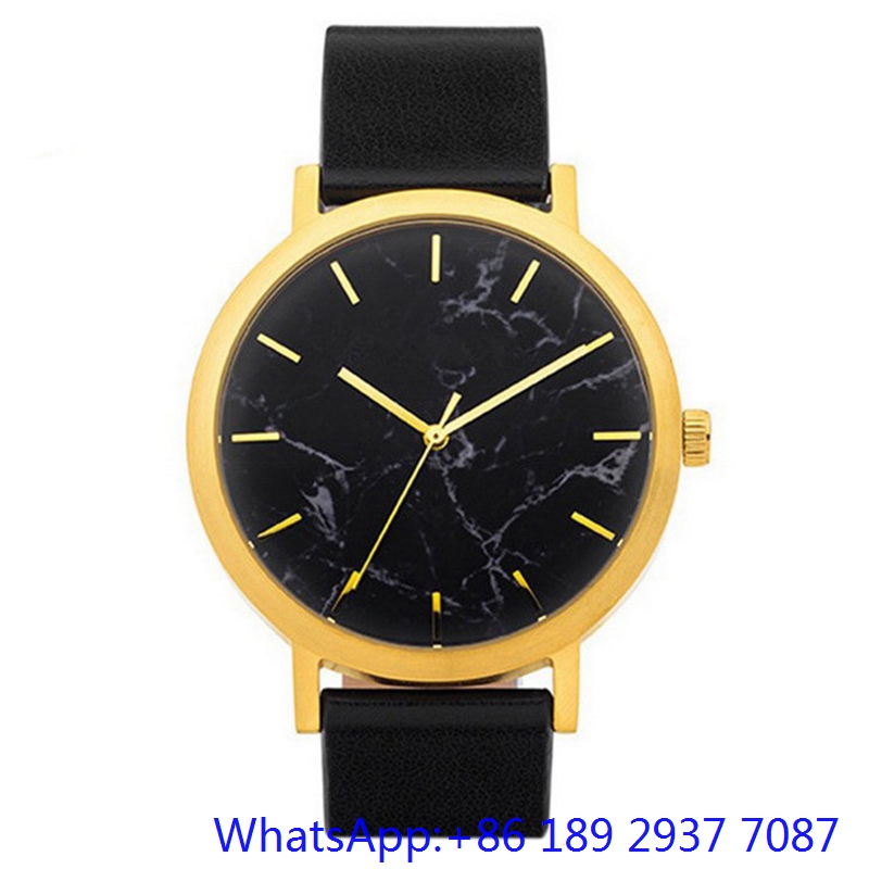 Top-Quality Stainless Steel Watches Whit Marble Dial, Genuine Leather Band Ja-15064