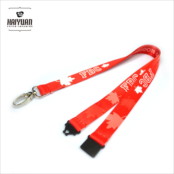 Sublimation Printing Red Canada Maple Leaf Lanyard