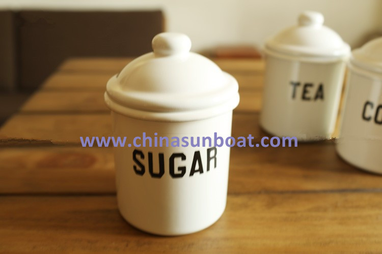 Sunboat Enamel Jars White 15cm Enamel Caster, Castor, Cruet Enamel Kitchenware