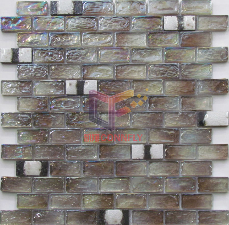 Red Iridescent Crystal Mosaic Tile (CFR685)