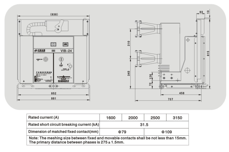 Vib-24 Indoor Hv Vacuum Circuit Breaker with Common Insulated Cylinder