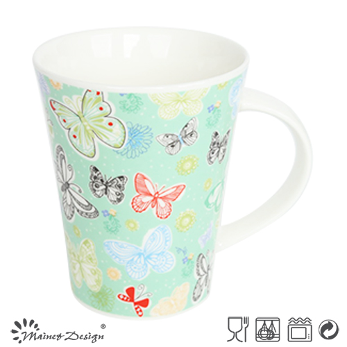 Romantic Colorful Butterfly Decal V Shape Mug