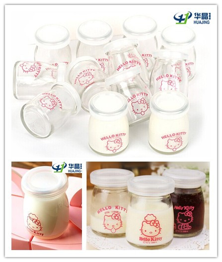 Decal Pudding Glass Milk Jar with Cork