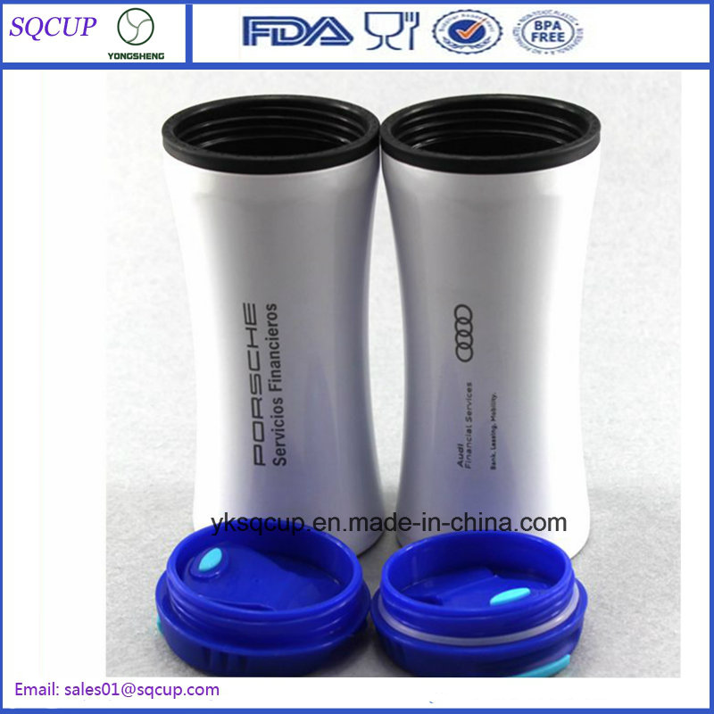 16oz Stainless Steel Outer and Plastic Inner Auto Mug Flask or Tumbler with Custom Logo and Painting