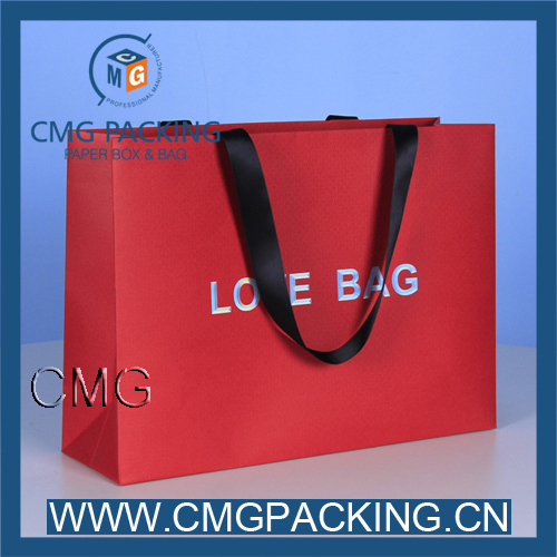 Color Red Paper Bag with Printing/Foil/Gold Hot Stamping Logo