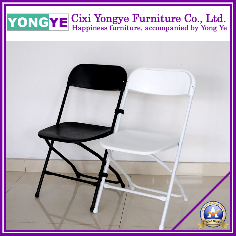 White Plastic Folding Chair with Steel Frame