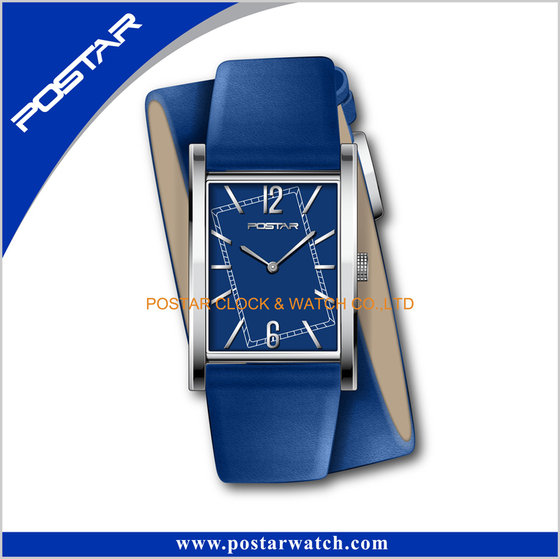 New Develop Ladies Simple Quartz Watch with Double Wrapped Leather Strap