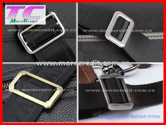 Brushed Nickel Rectangle Shape Metal Slider for Garment Accessories