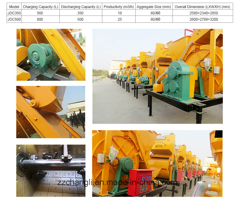 Jdc350 High Capacity Electric Concrete Mixer for Sale