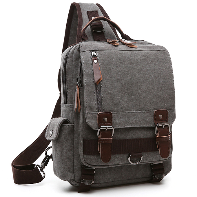 Casual Canvas Unbalance Backpack Crossbody Sling Bag Shoulder Bag Chest Bag for Men